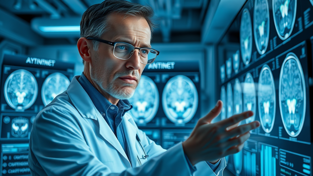 neuroscientist analyzes MRI brain scan for inner voice guidance research