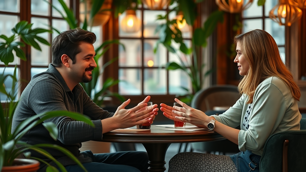Two people practicing mindful listening for improved connection