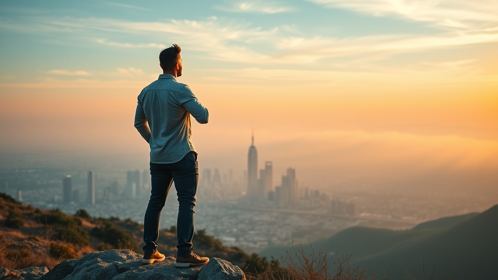 inspiring entrepreneur at sunrise mountain peak abundance mindset in entrepreneurship