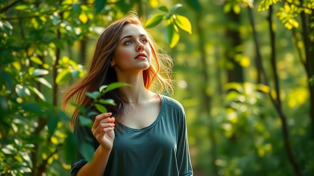 Woman walking in the forest contemplating intuitive nudges and bold living