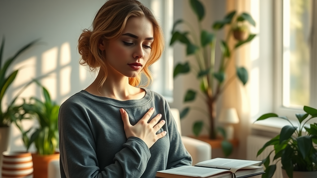 Serene woman in introspective pose demonstrating the power of listening to her inner voice