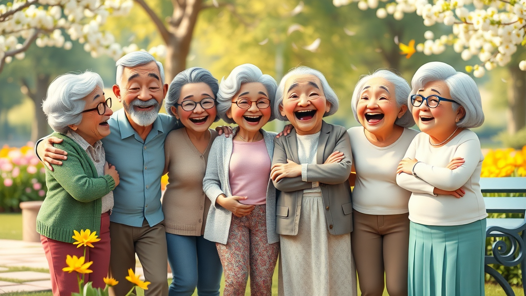 diverse group of older adults living with purpose, embracing outdoors with joy