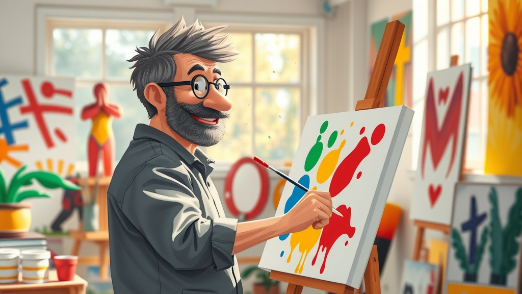 creative artist expressing inner voice guidance through painting on canvas