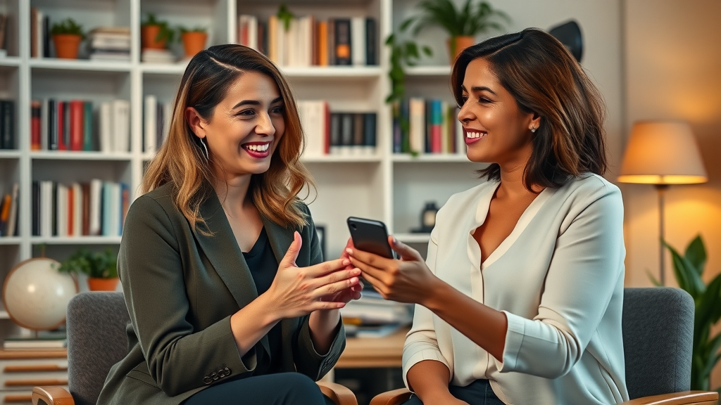 Supportive mentorship: two women working together to strengthen their money mindset for women entrepreneurs in a chic office.