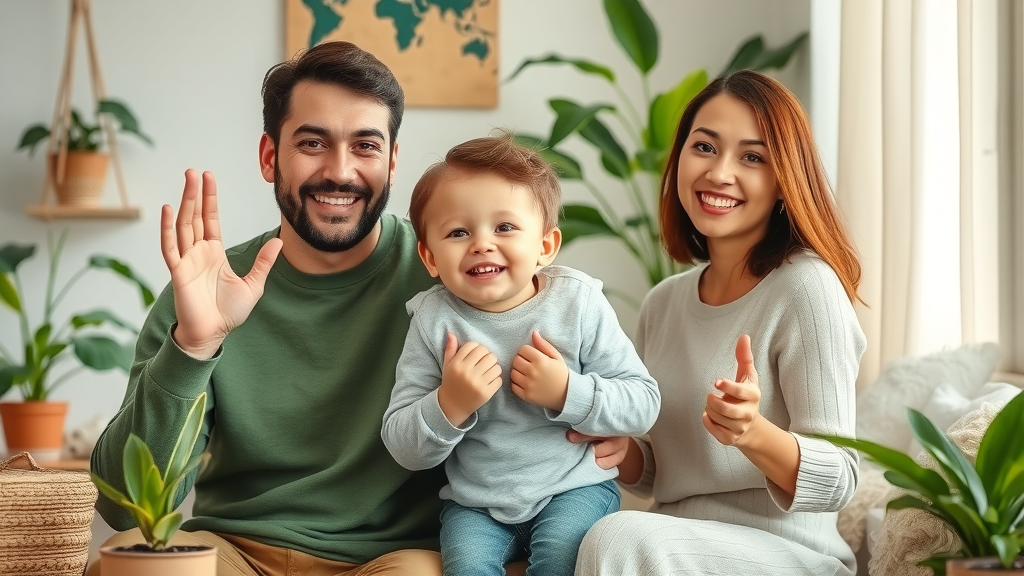 Sustainable luxury lifestyle tips: eco-friendly home decor, stylish wardrobe, and happy family living a luxurious life.