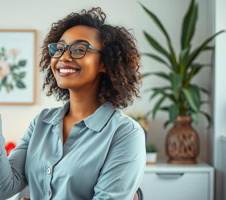 Confident woman visualizing success and cultivating a positive money mindset for women entrepreneurs.