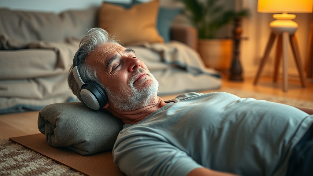 Person experiencing deep relaxation with guided meditation practice