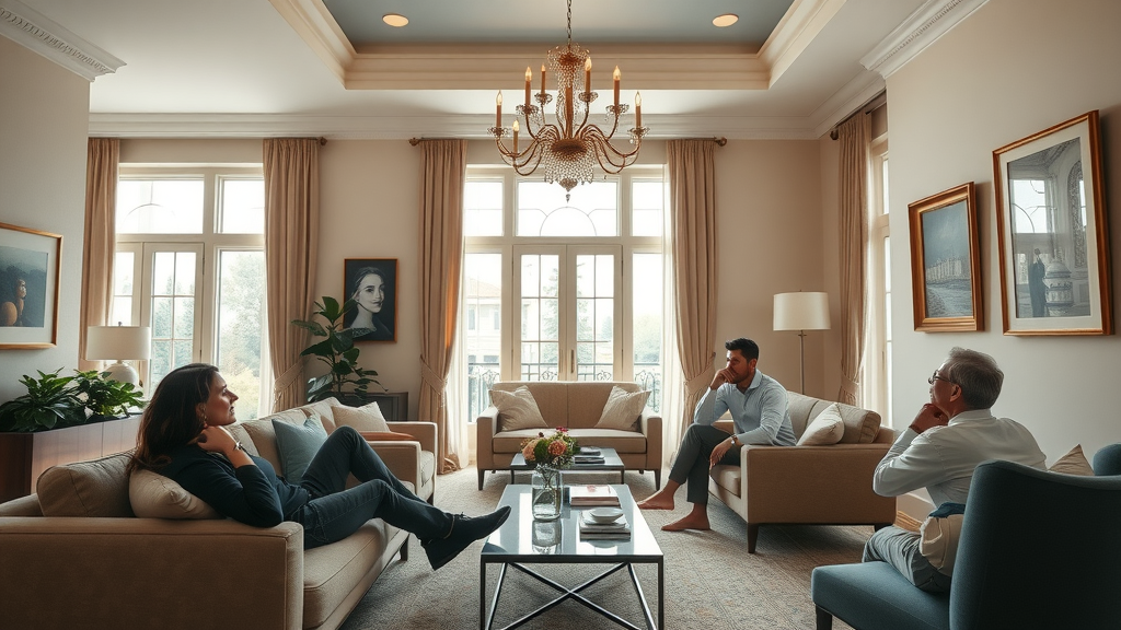 Luxury lifestyle tips for a daily life of elegance in a luxury home with plush furniture, large windows, and tasteful art.